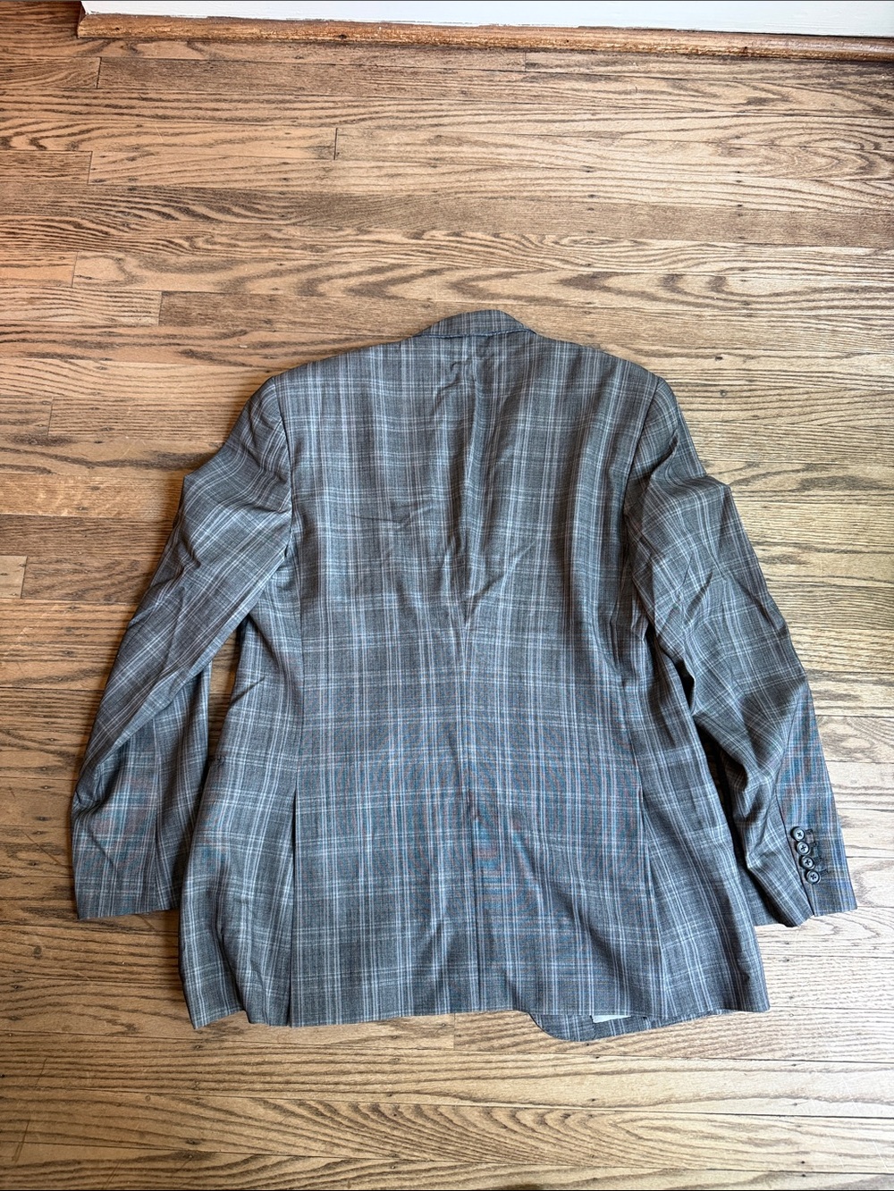 Marzoni Bespoke Custom Italian Men's Plaid Two-Button Blazer Grey 42L EUC - Picture 10 of 12